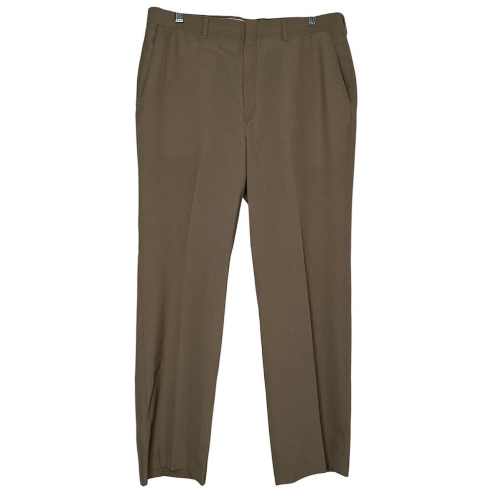 80s Haggar 34x30 Straight Flat Beige Mens Dress Pants Business Slacks Trousers
